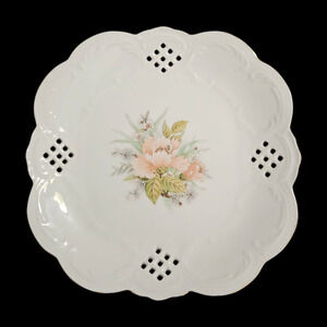 Winrose Collection Hand Decorated Plate 8.5" Floral Reticulated Edge USA